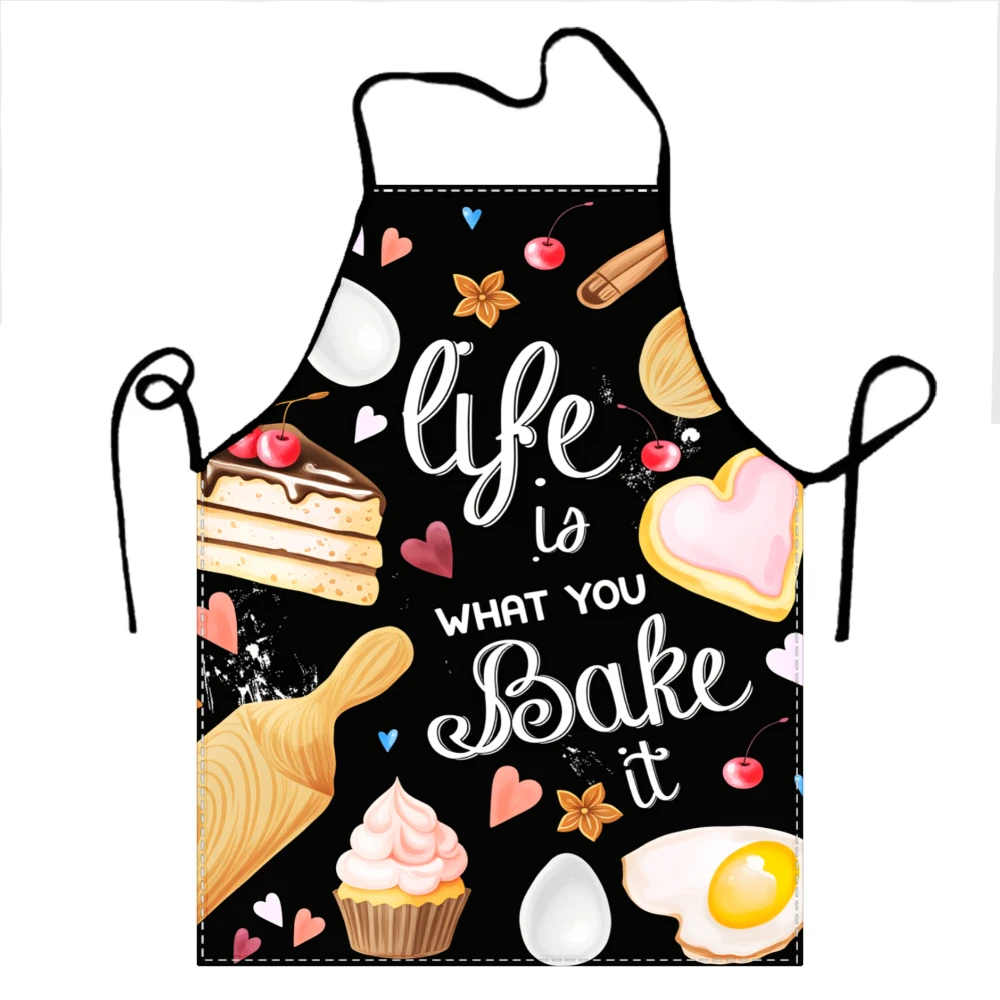 Life Is What You Bake It Apron With Cake Cupcake Egg And Baking Tools Design For Cooking And Baking Enthusiasts