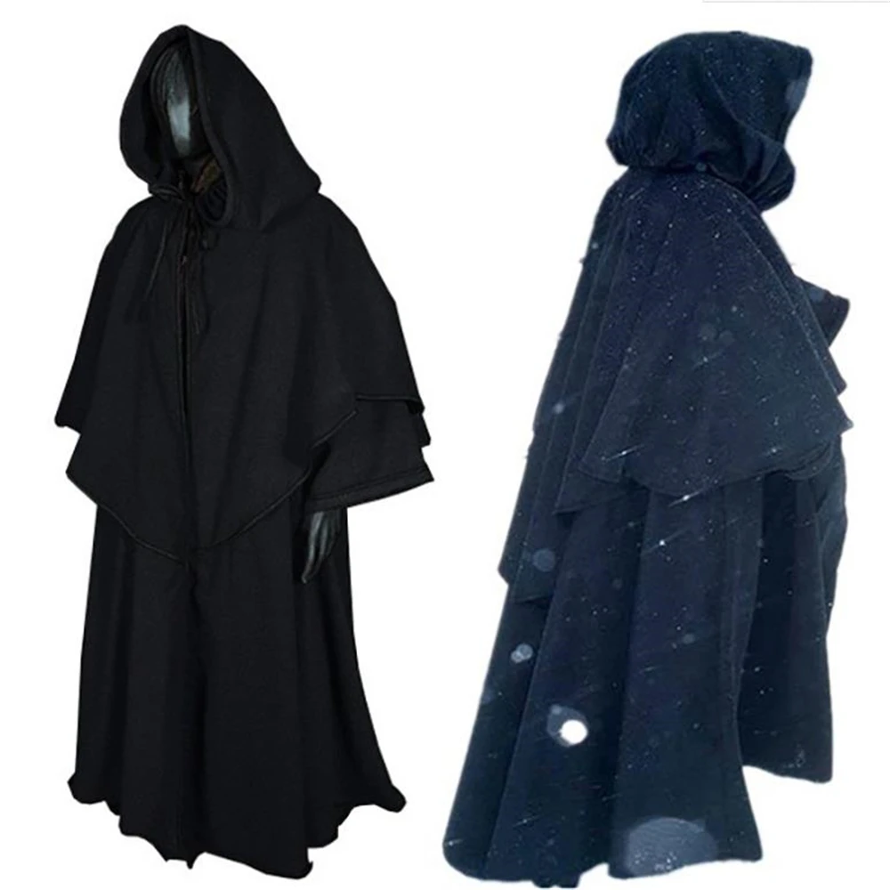 

Middle Ages Wizard Cosplay Men Medieval Costumes Viking Pirate Adult Halloween Carnival Party Vintage Monk Robe Women Long Dress