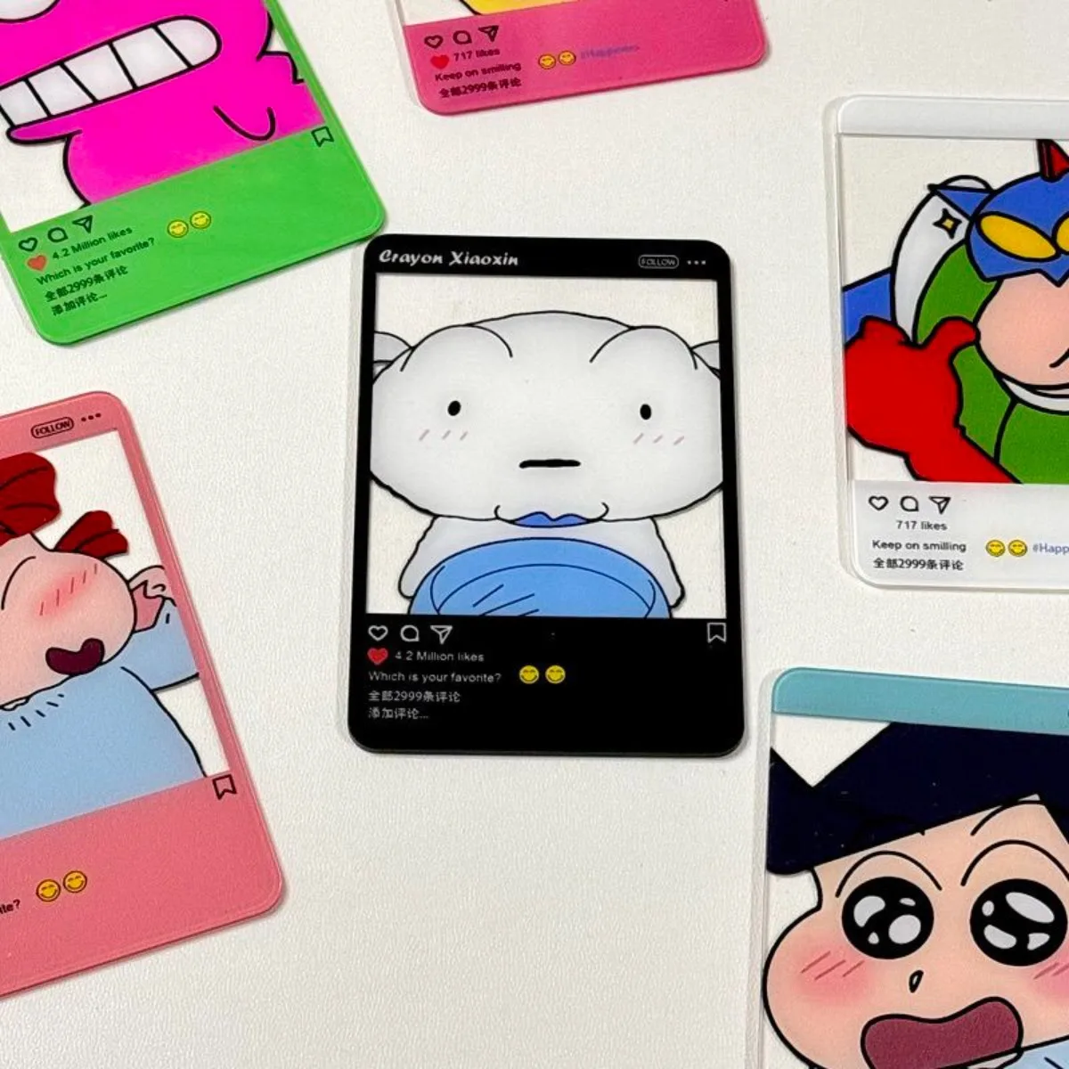 Crayon Shin chan Transparent Acrylic Card 3inch Ins Style Anime Figures Cartoon ACG Goods Cards Game Collection Cards Toy Gift view 5