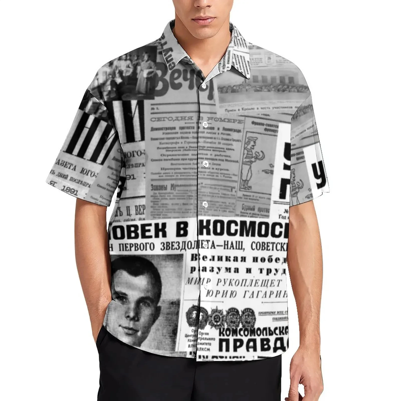 Newspaper Collage 3D Printed Lapel Men Shirt Man/Women Casual Fashion Long Sleeves Shirts Button Tops Oversized Unisex Clothing