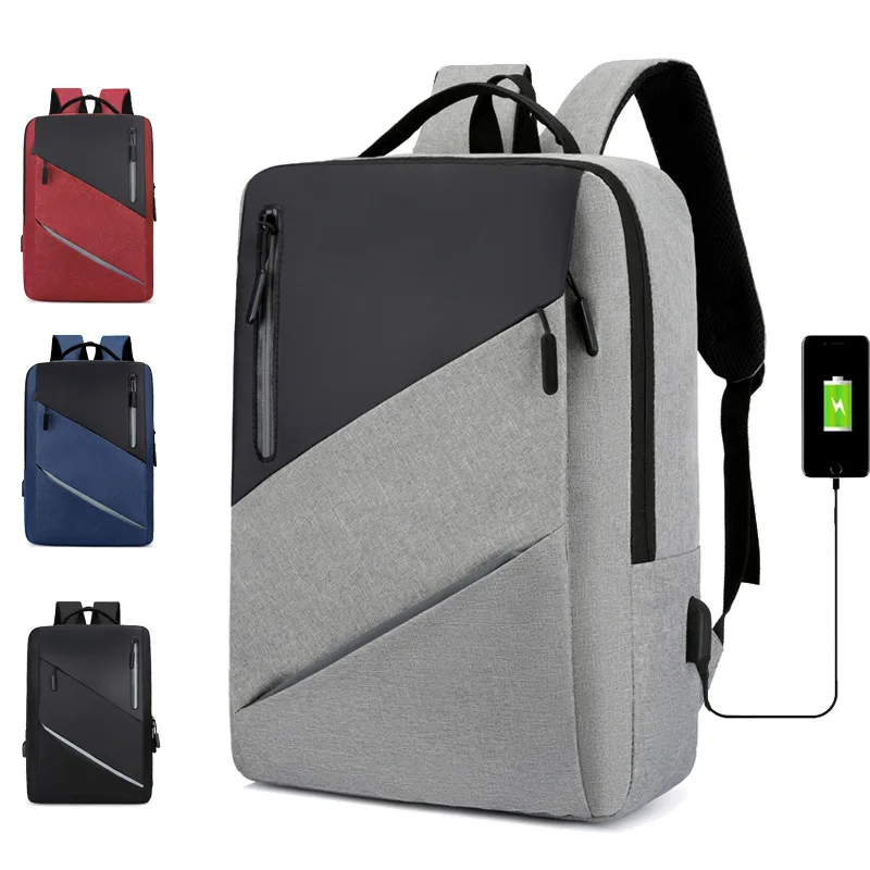 メンズビジネスラップトップバッグ-usb-充電付き新しいファッションデュアルショルダー防水トラベルバックパック学生ブックバッグノートブックに適合