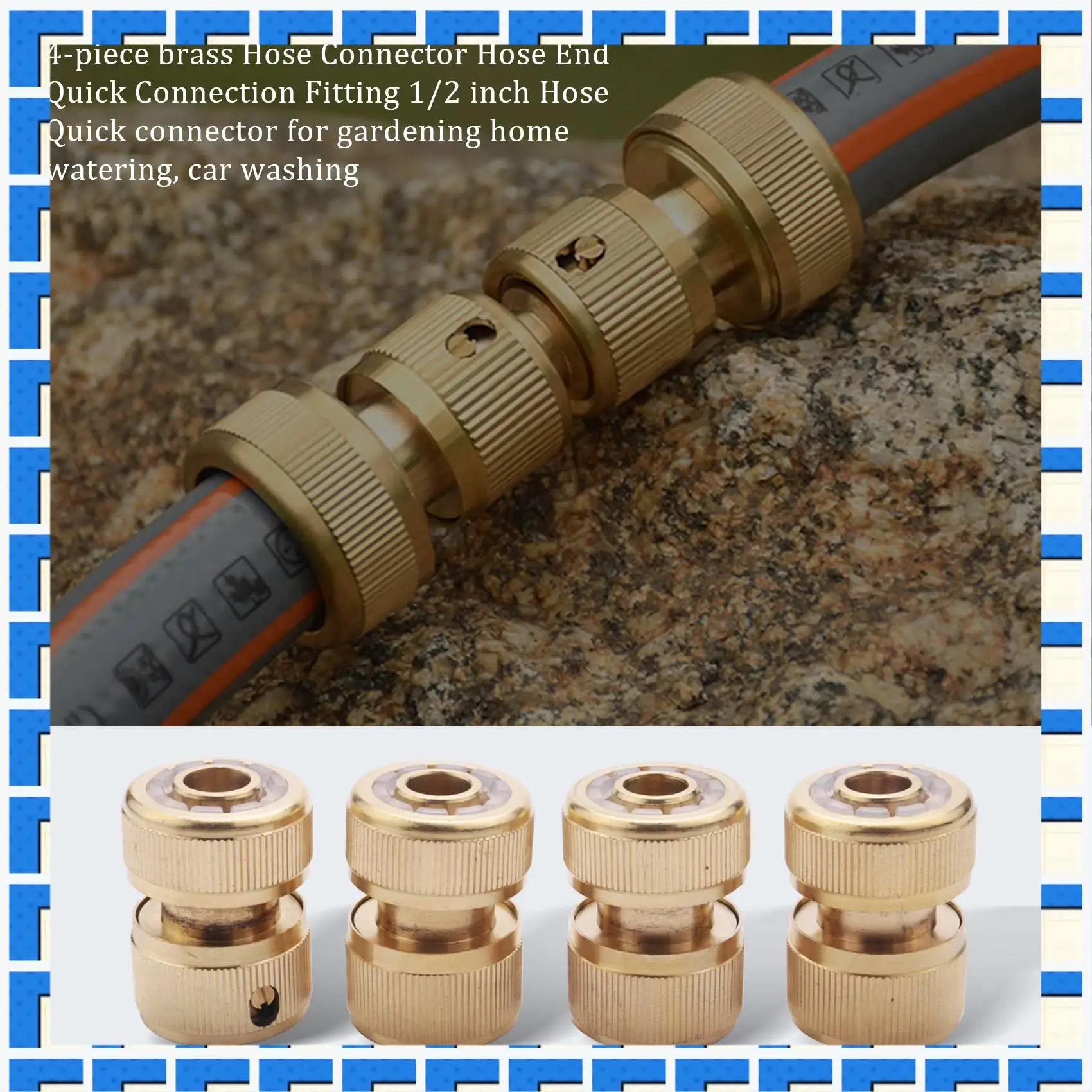 ABNG 4-комп. латунный соединитель для шланга, конец шланга, быстроразъемный фитинг, быстроразъемный соединитель для шланга 1/2 дюйма для садоводства, дома, полива, автомобиля