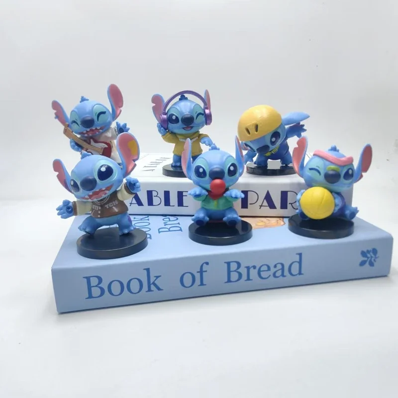 Figuras de acción de Disney Stitch, modelo de dibujos animados de Anime, juguetes bonitos para niños, adorno de escritorio de moda, regalos de vacaciones Kawaii para niñas, 6 uds.