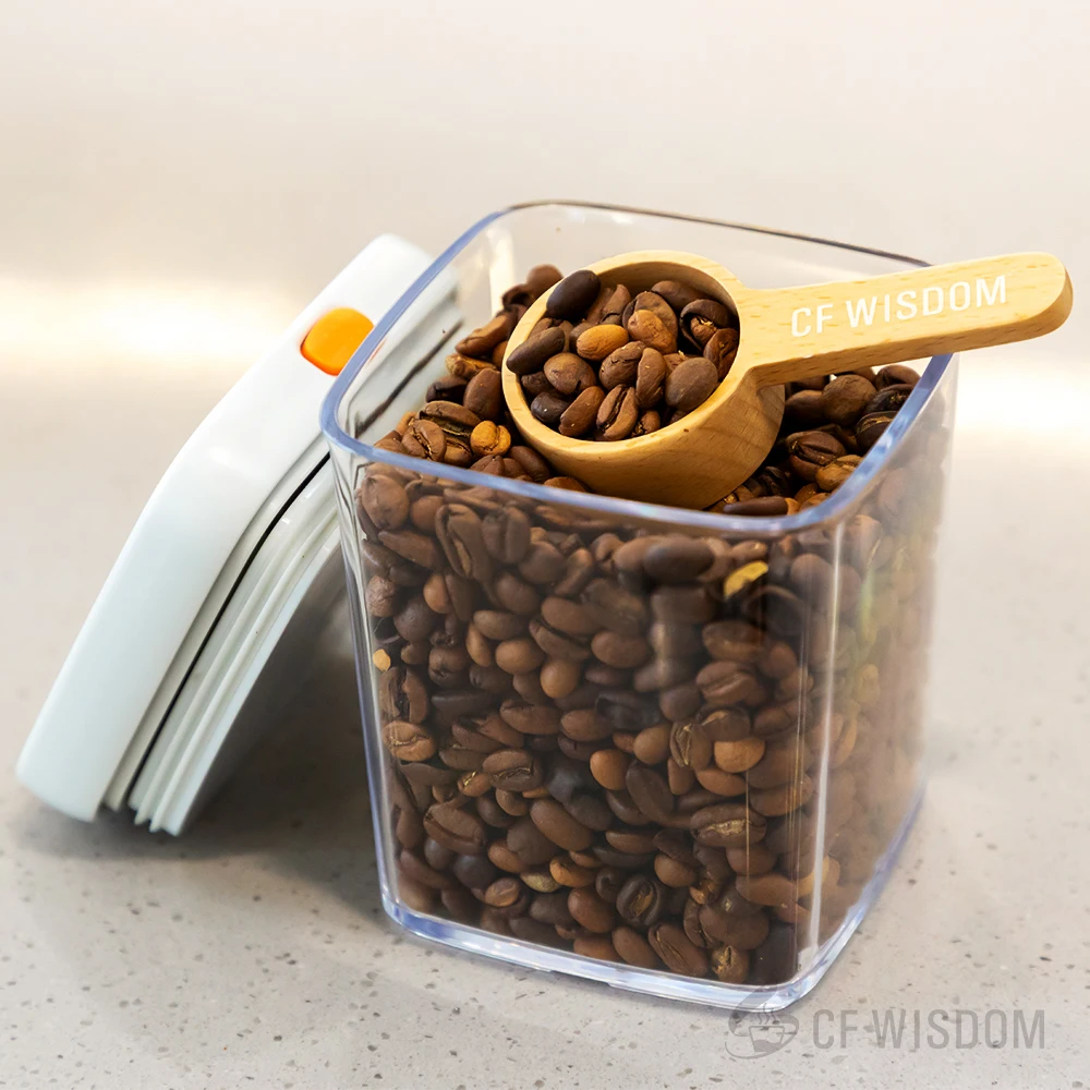 CF WISDOM Coffee Bean Canister Sealed Canister Storage Canister Snack Canister For Coffee Beans Snacks 550ML Brown