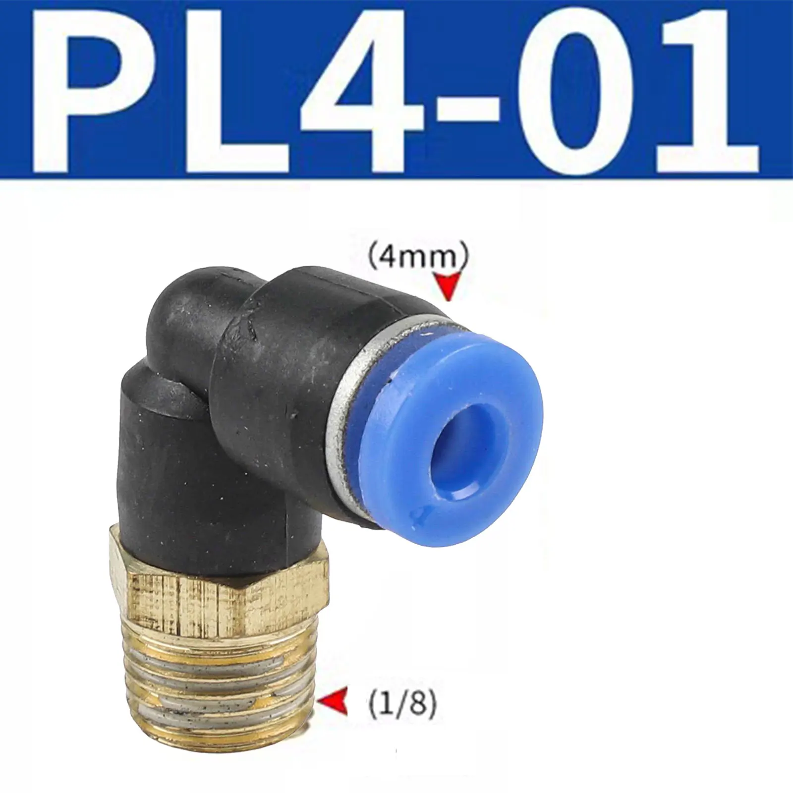 Threaded Pneumatic Elbow Fitting PL4-16 L Shaped Air Connector With Pre-Coated Sealing Tape For Leak Prevention