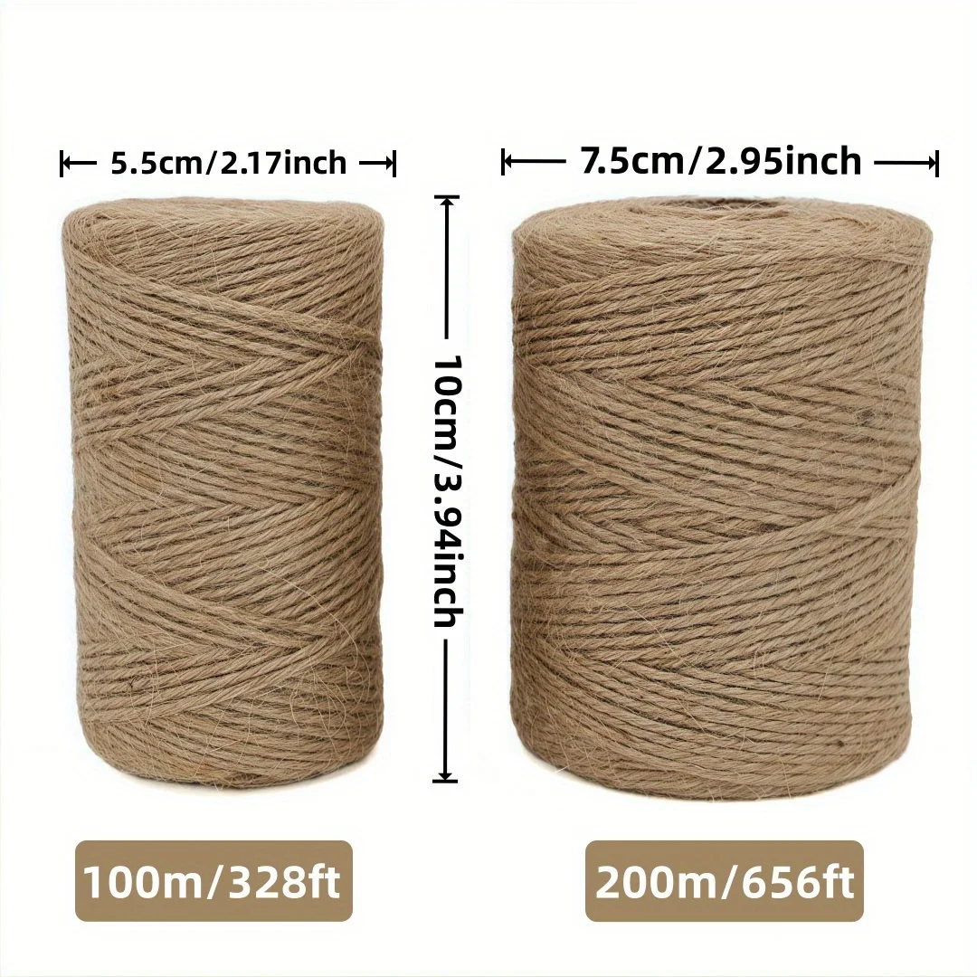 Jute Twine 328 Feet 2mm Heavy Duty Brown Jute Rope String for Home Gardening Plant gift Packing Wedding Decorations Crafts   ﻿