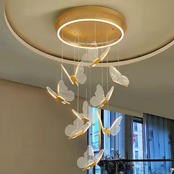 Nordic Butterfly Crystal Led Pendant Lights Indoor Lighting Bedside Ceiling Pendant Lamp For Living Dining Room Bedroom