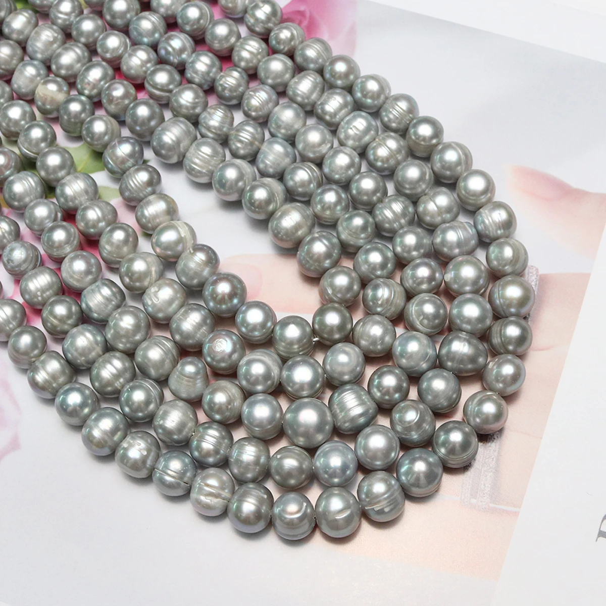 10-11mm 100% Gray Natural Freshwater Pearl Nearround Loose Spacer Beads for Jewelry Making DIY Necklace Bracelet Accessories