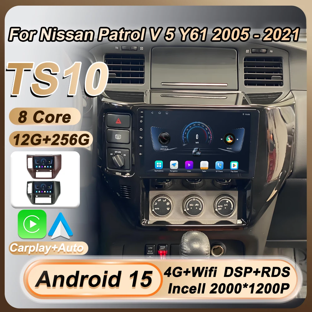 

Для Nissan Patrol V 5 Y61 2005-2021 авторадио Android 15 Carplay автоэкран автомобильный радиоприемник мультимедийный видеоплеер GPS 8-ядерный Wi-Fi