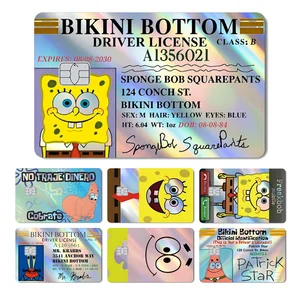 Kawaii Spongebob Patrick Stars Holographic Skin Laser Shinny Stiker Penutup Film untuk Kartu Debit Kredit Bank Tidak Pudar 12 game spongebob penjualan terbaik - №