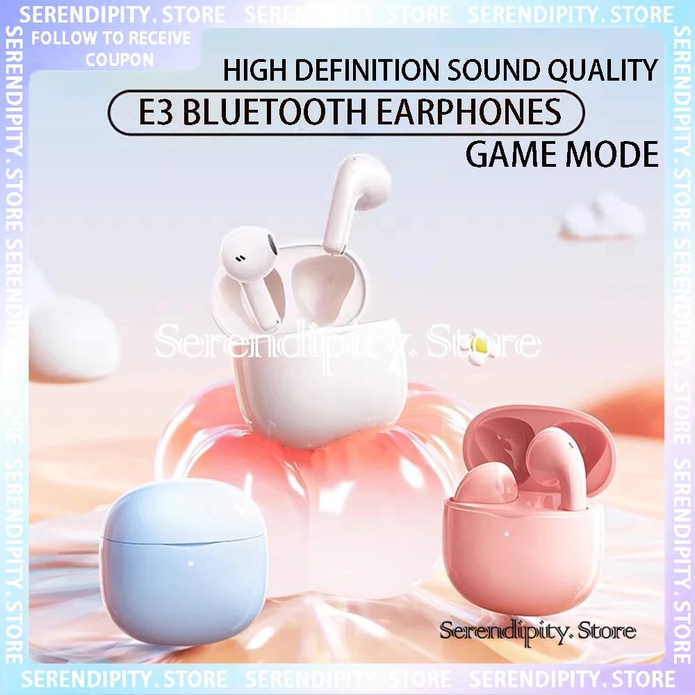 Original E3 Bluetooth Earphones 2024 Wireless Half In Ear Noise Reduction High Sound Quality Wired Microphone Long Standby Time