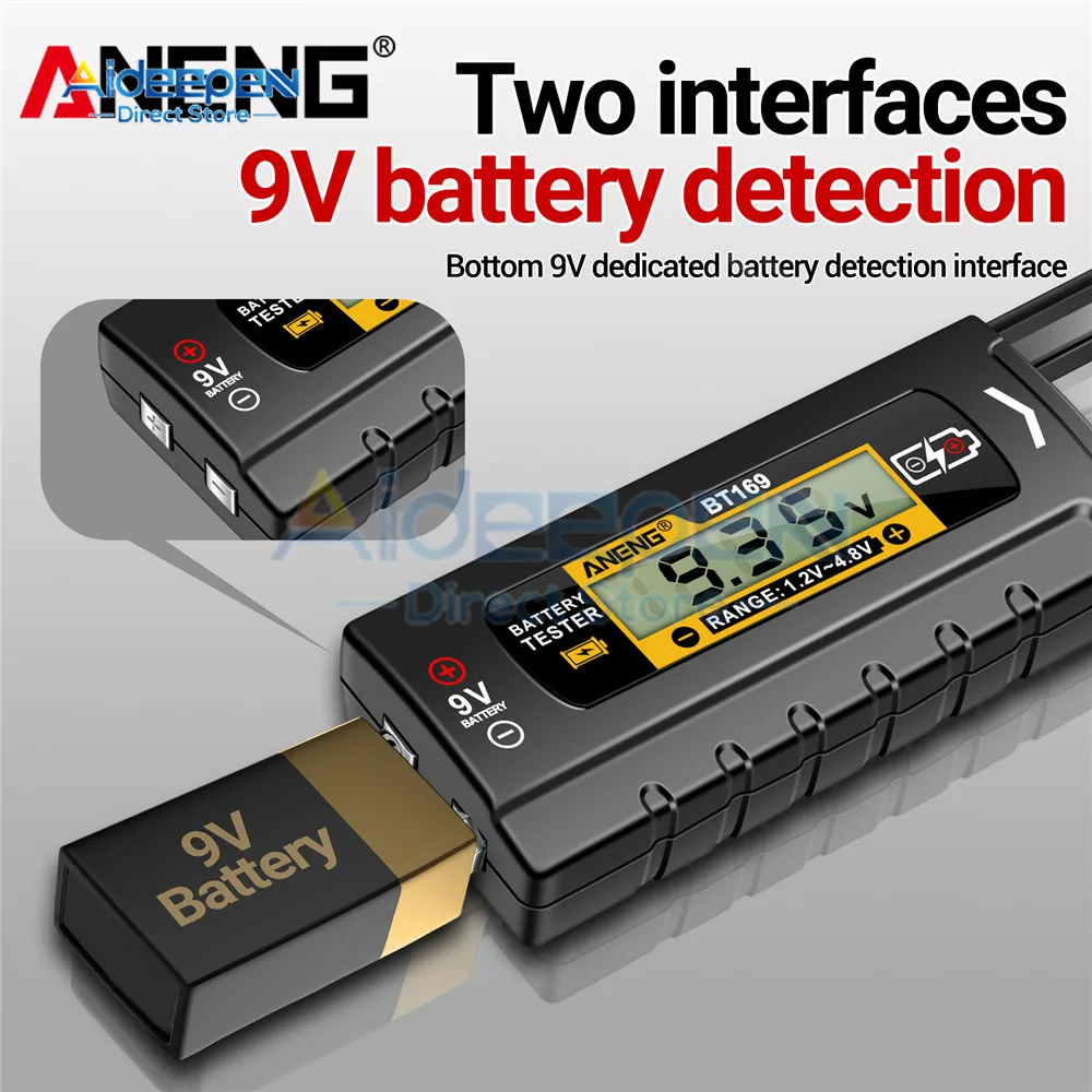 BT167/BT169 Battery Tester Battery Level Detector Battery Level Display 1.2-3/9V 1.2-4.8/9V Battery Testers