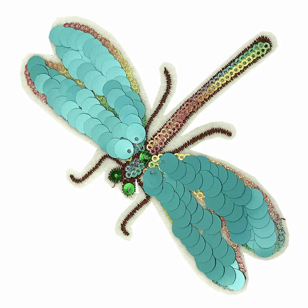 20pc Bees Sequin Embroidery Patch Beetle Embroidered Applique Dragonfly Beaded Patches For Clothing Appliques Parches AC1418