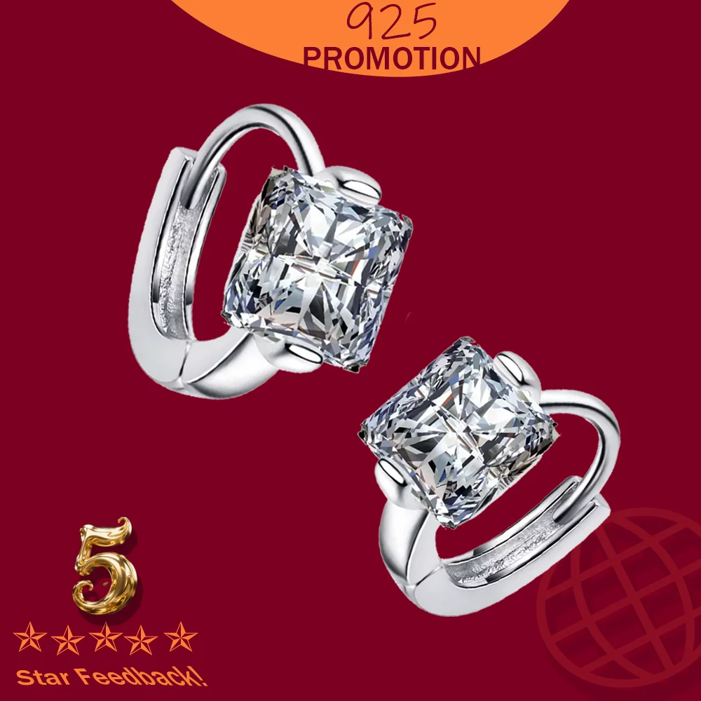 

Gold color Earrings Woman Charm Jewelry Gift Fashion Stamp 925 Sterling Silver Earrings Inlaid Cubic Zirconia