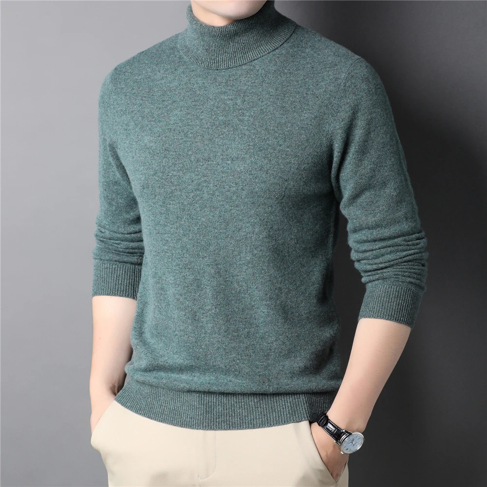 COODRONY Winter Turtleneck Sweater Men Thick Warm Cashmere Wool Pullover Men Brand Clothing Soft Pure Color Knitwear Homme Z3022