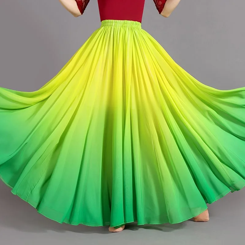 Multicolour Gradient Flamenco Dance Performer Skirts Women Classical Dance Stage Performance Dancing Skirts 720 Degree Costumes