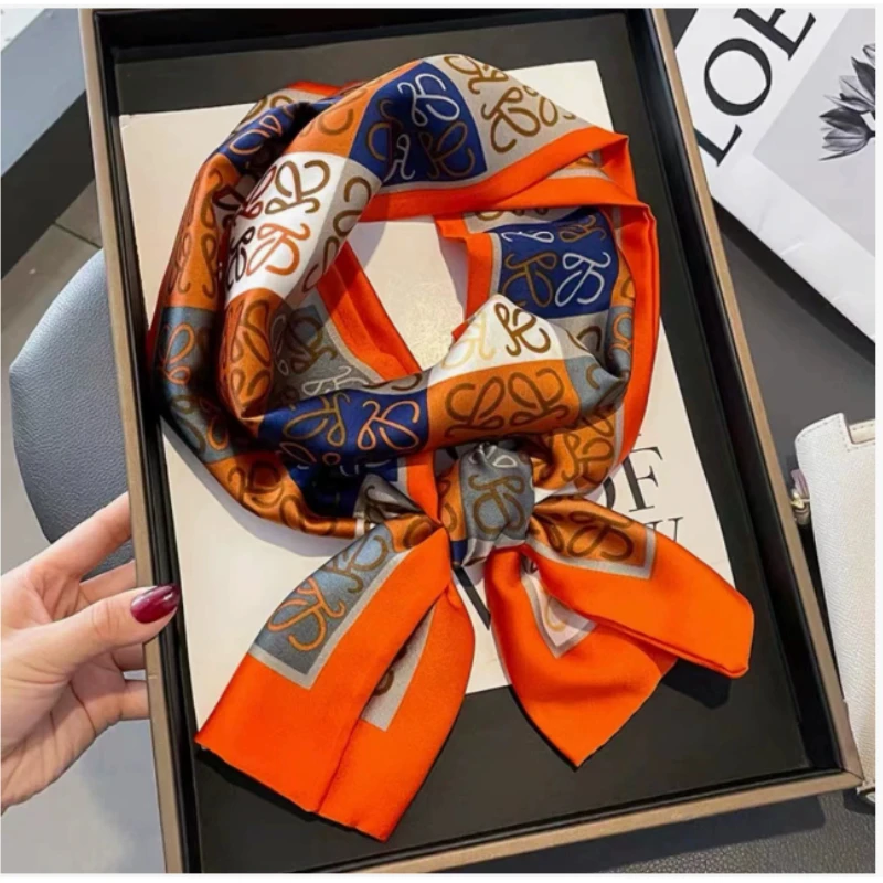 

New versatile simple small long silk scarf high-end women's shirt decorative scarf streamer spring and autumn scarf