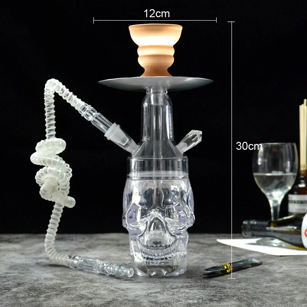 Skull Shisha Hookah Set Hookah Silicone Hose With LED Light Charcoal Bowl Coal Tongs Water Pipe Narguile Chicha Shisha Hookah