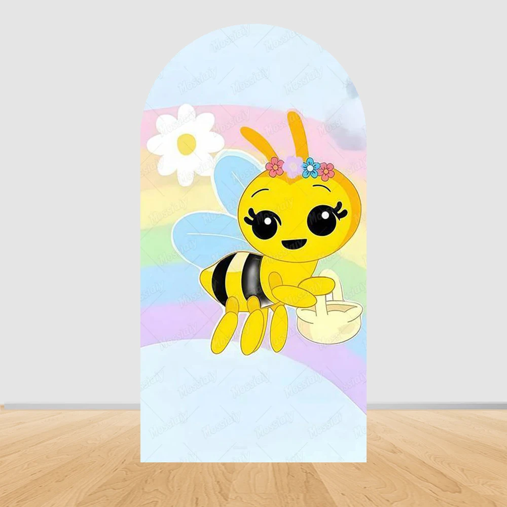 Cute Bee Theme Arch Backdrop Cover Custom Name Bridal Shower Wedding Baby Shower Birthday Party Decor Photography Backgrounds