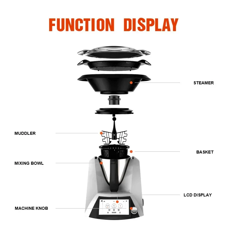 自動ミニ調理器,サーマルミキサー,スチーム & クッカー,Wi-Fi,マルチクッカー,キッチンミックス