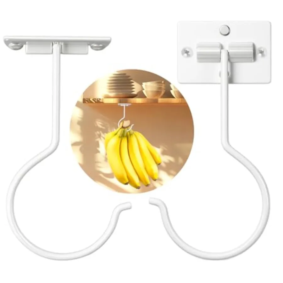 2Pcs Self-Adhesive Banana Hook, Grape Hook, Kitchen Fruit Hooks, Banana Hanger, Keep Bananas Fresh Under The Cabinet, with Magn