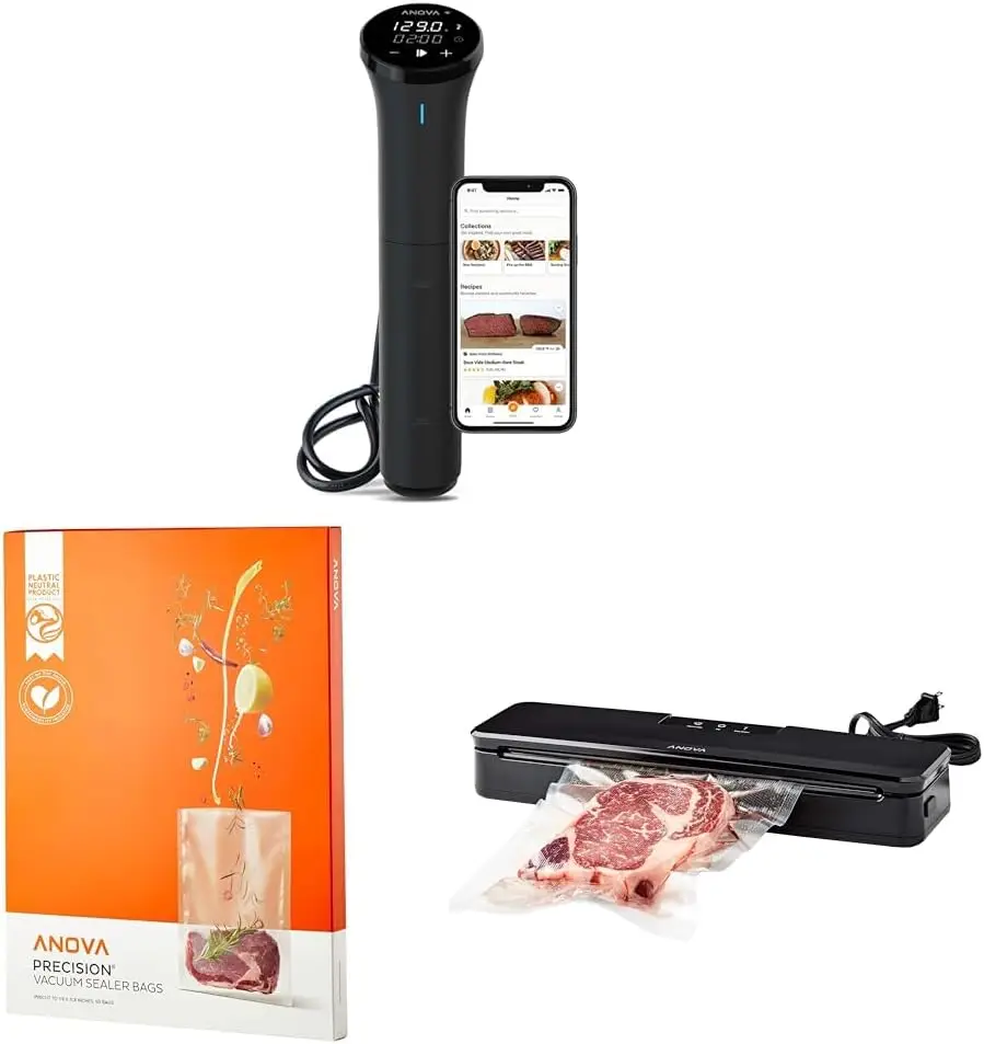 Culinary Sous Vide Precision Cooker Nano 3.0 & Precision Vacuum Sealer Bags (Pre-cut),Clear &  Precision