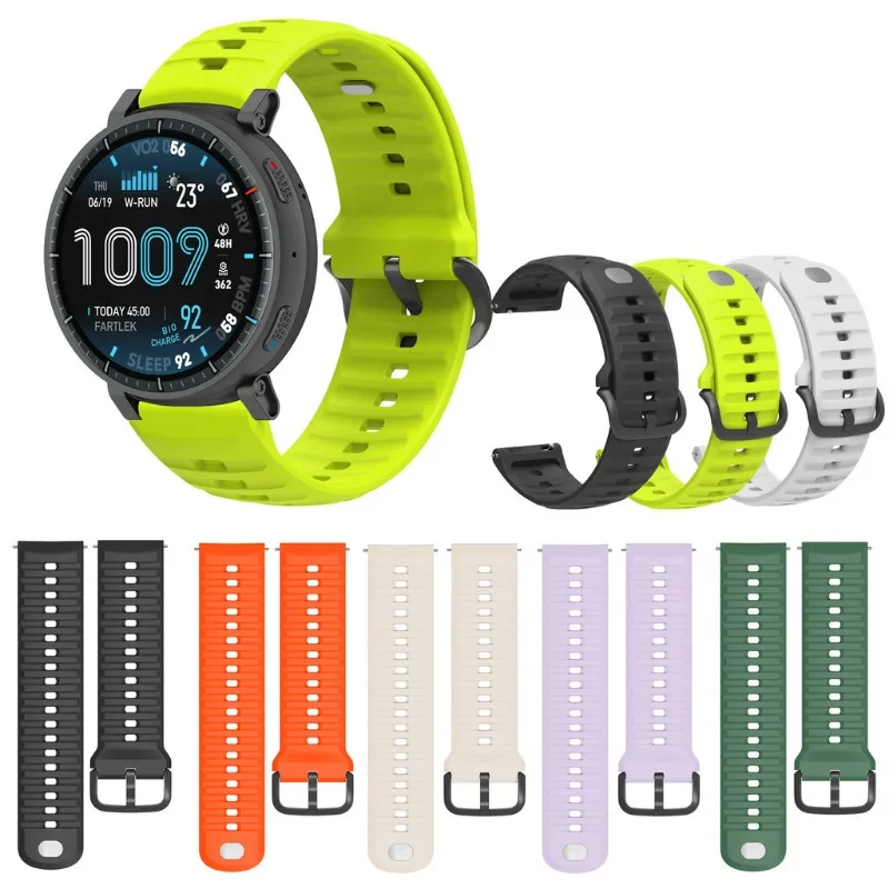 22mm Silicone Watch Strap For Huami Amazfit Balance 2 T-REX3 Pro 48MM GTR 2/3/4 Pro GTR 47mm Active Max PACE Helio Stratos 2 2S