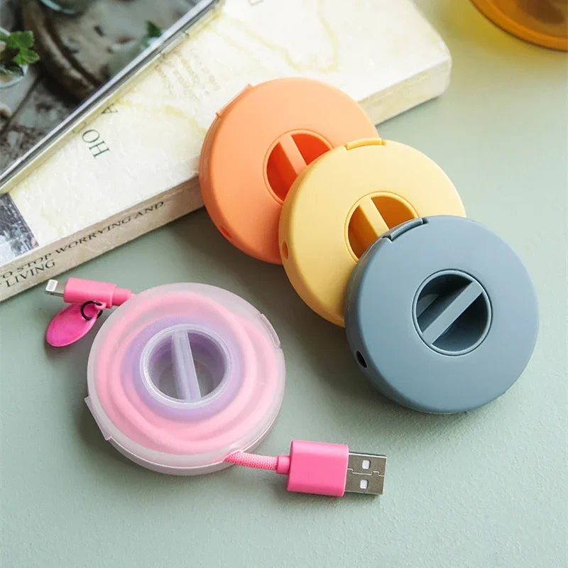 Multifunctional Portable Cable Winder Round Storage Box For USB Charger Wire Data Cord Earphone Organizer Rotate Management Box