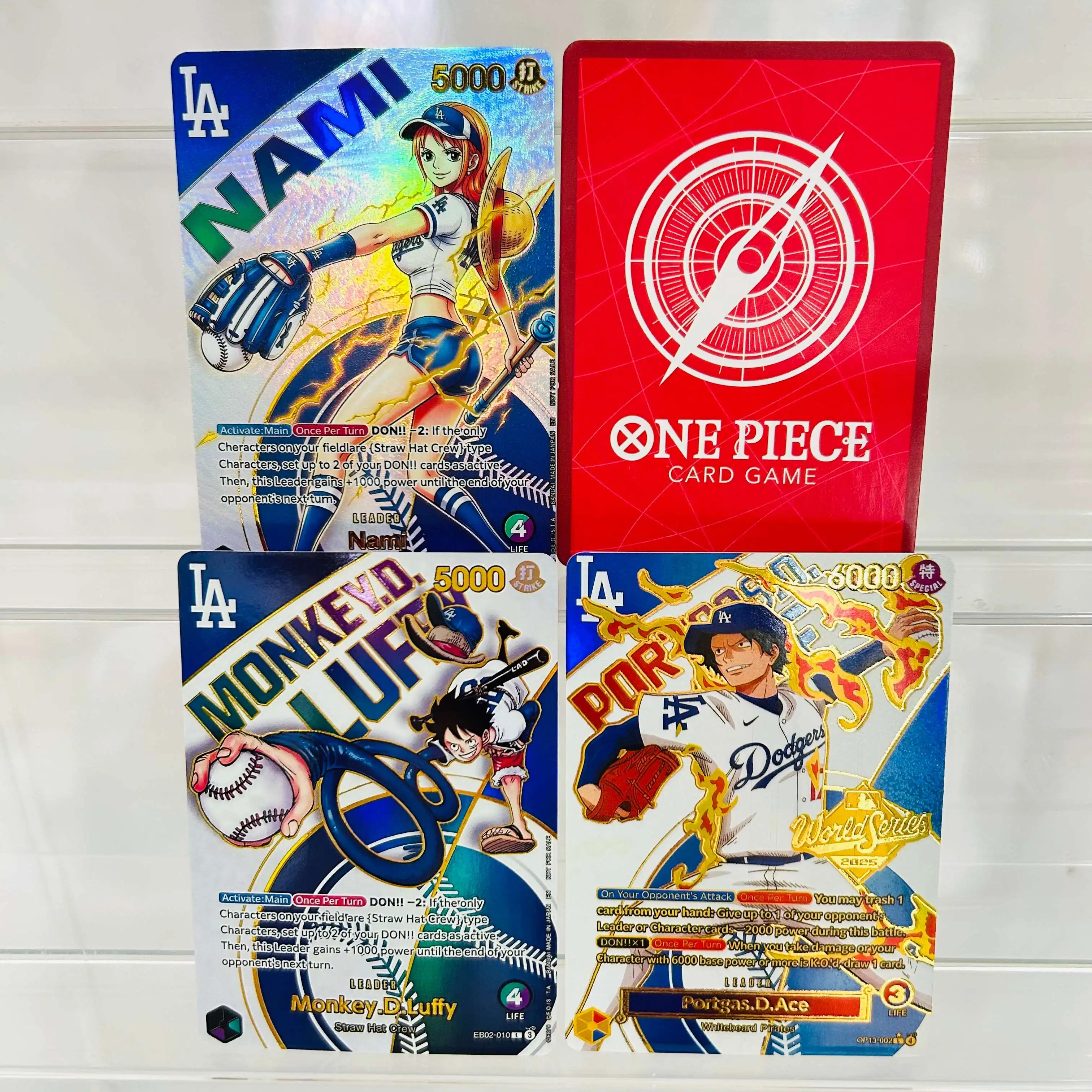 One Piece 3 Cards Set Luffy Nami Ace Dodgers Holographic & Gold Foil Texture Perfect Condition DIY Premium Anime Collection Card