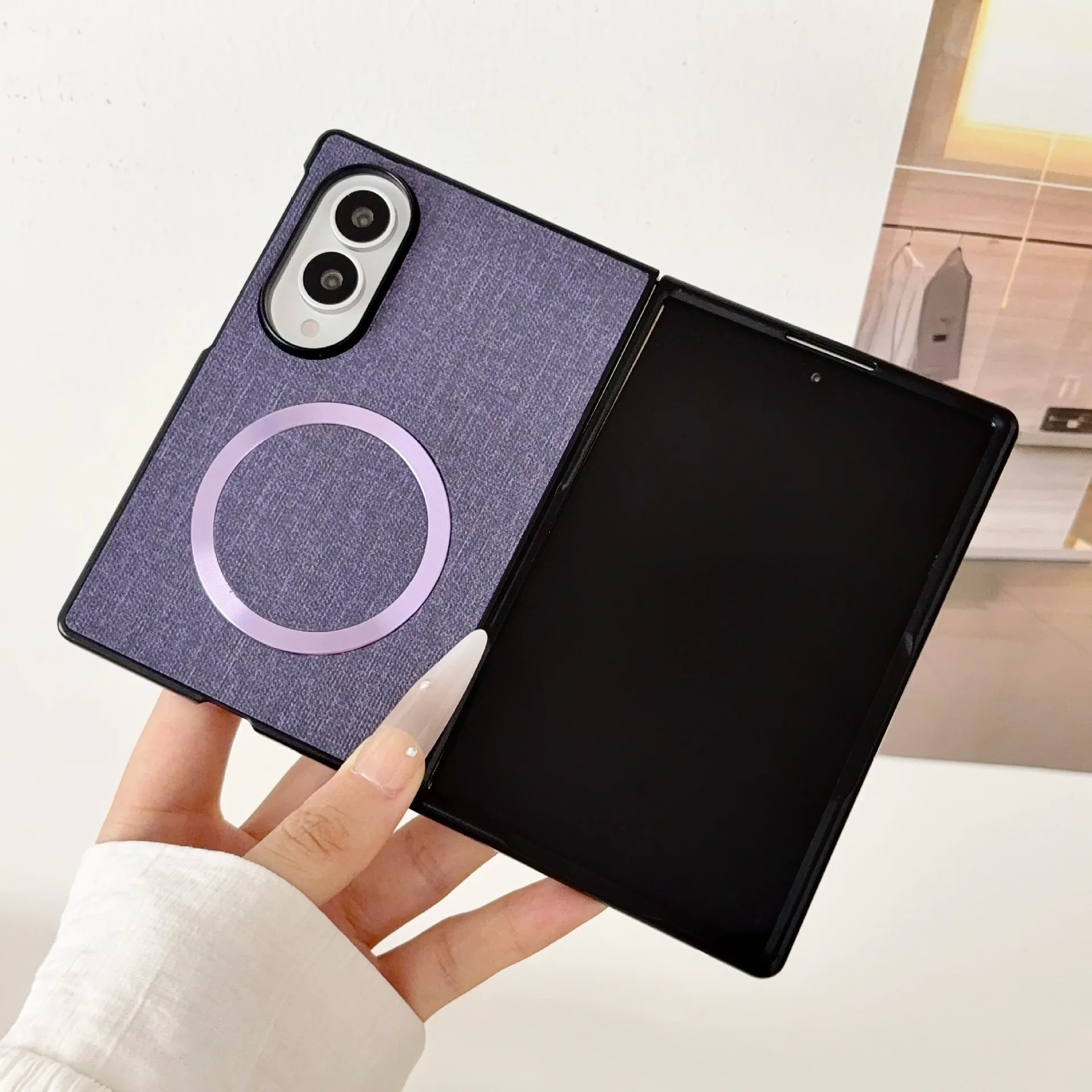 High End Fabric Cloth for MagSafe Case for Samsung Galaxy Z Fold 8 Ultra 8 7 6 5 4 Magnetic Charging PC Drop Protection Cover