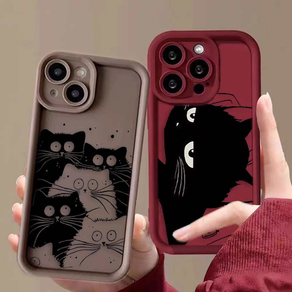 Funny Black Aggrieved Cat Case For VIVO Y15S Y16 Y17 Y19 Y20 Y21 Y22 Y27 Y35 Y36 Y51 Y75 Y76 Y77 Y78 Y81 Y91 Y93 Y100 Case Shell