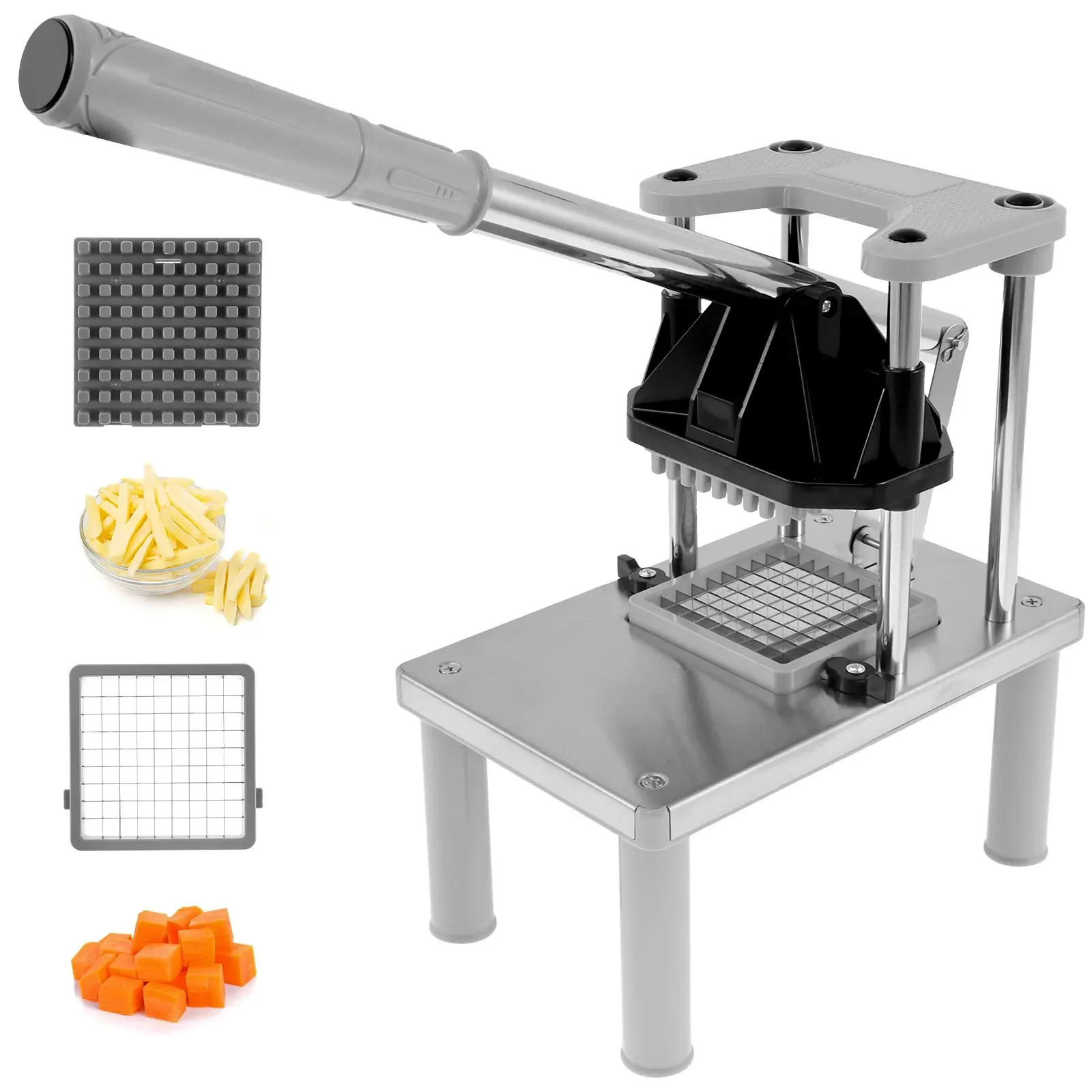 

Commercial Vegetable Fruit Chopper French Fry Cutter with 2 Replacement Blades Stainless Steel Vegetable Chopper Dicer Heavy