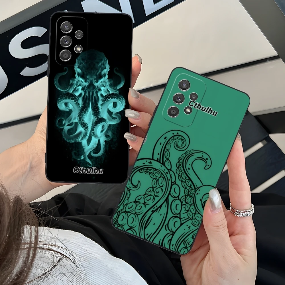 Great Cthulhu Painting Mobile Cell Phone Case for Samsung Galaxy A91 73 71 70 54 53 52 34 24 23 21 S 5G Black Phone Cover Shell