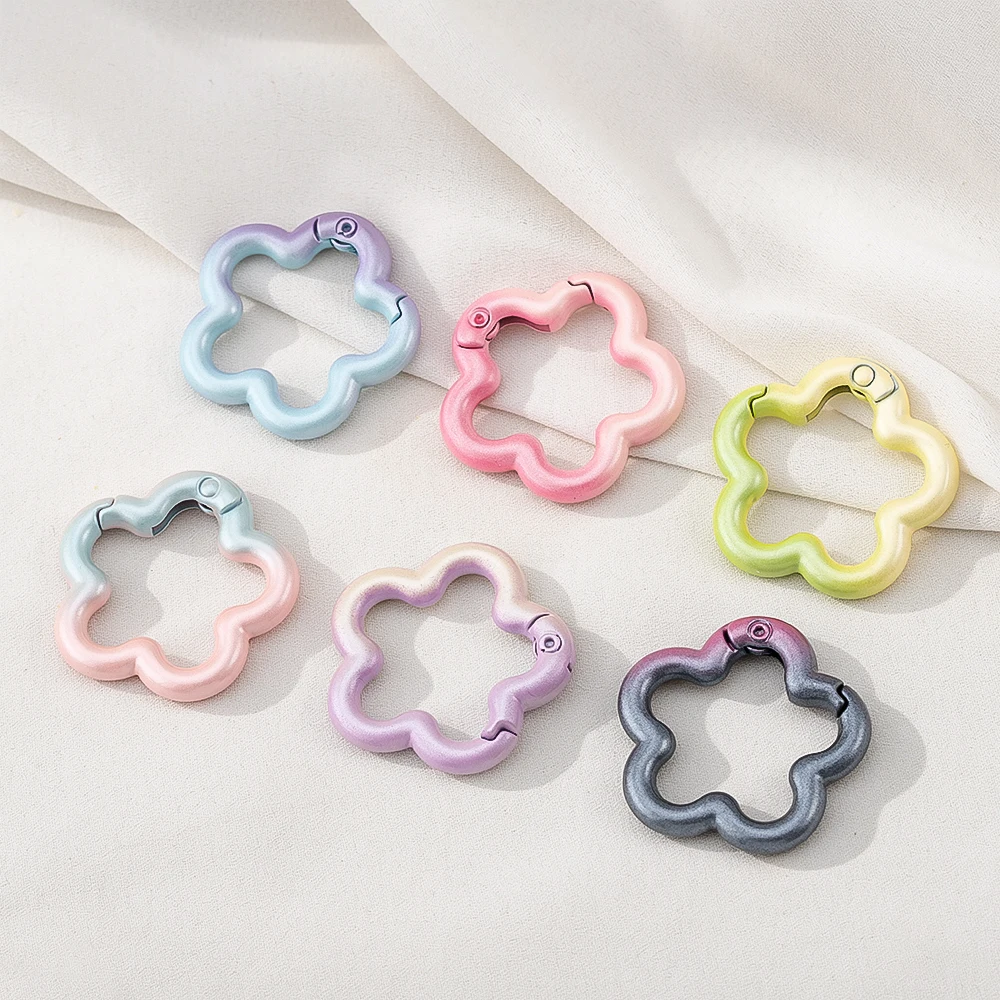 1/5 Stück Farbverlauf Legierung Federverschluss Blumen Offener Ring Rucksackkette Schlüsselanhänger Zubehör DIY Schmuck Haken Hängeschnalle – Detail 5
