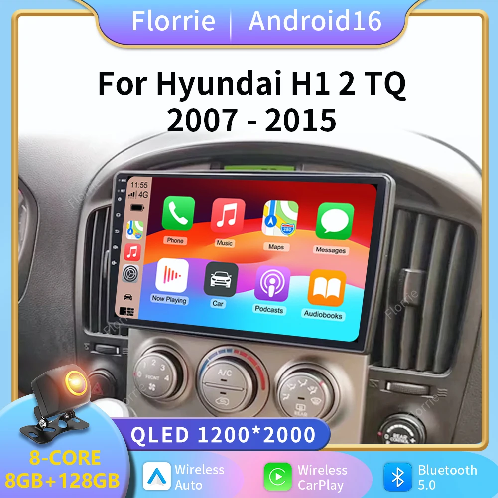 Android 16 Stereo Multimedia Player for Hyundai H1 Grand Starex i800 TQ 2007-2015 Car Radio GPS Navi BT MP5 2Din Carplay