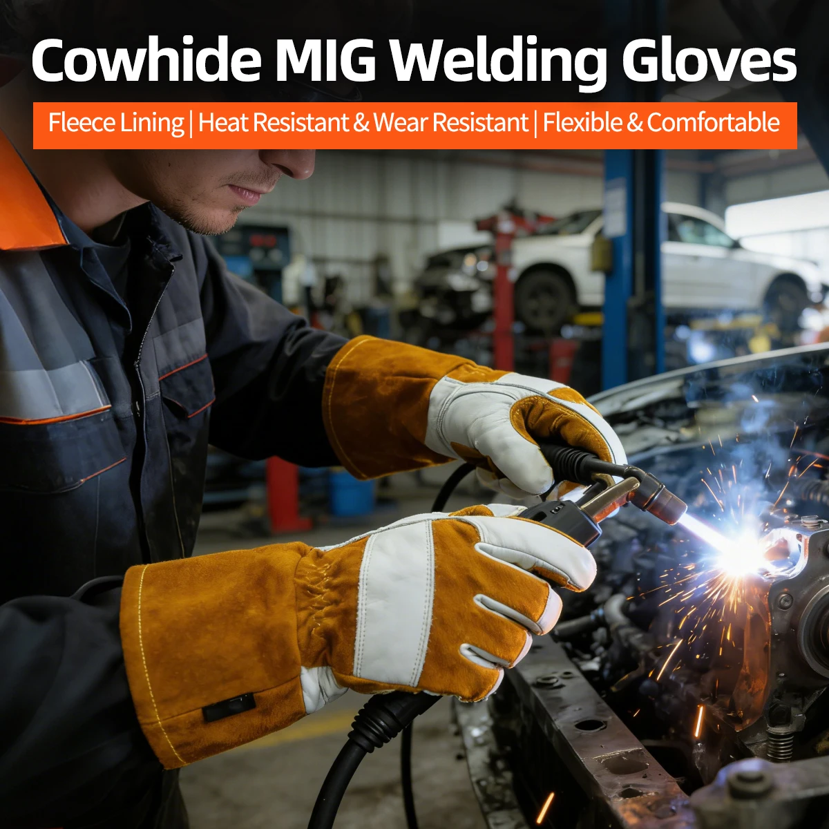Xyehs-長い手錠付きの作業用手袋、牛革、溶接安全、耐熱性 - Heat Resistant Glove のレビューと価格