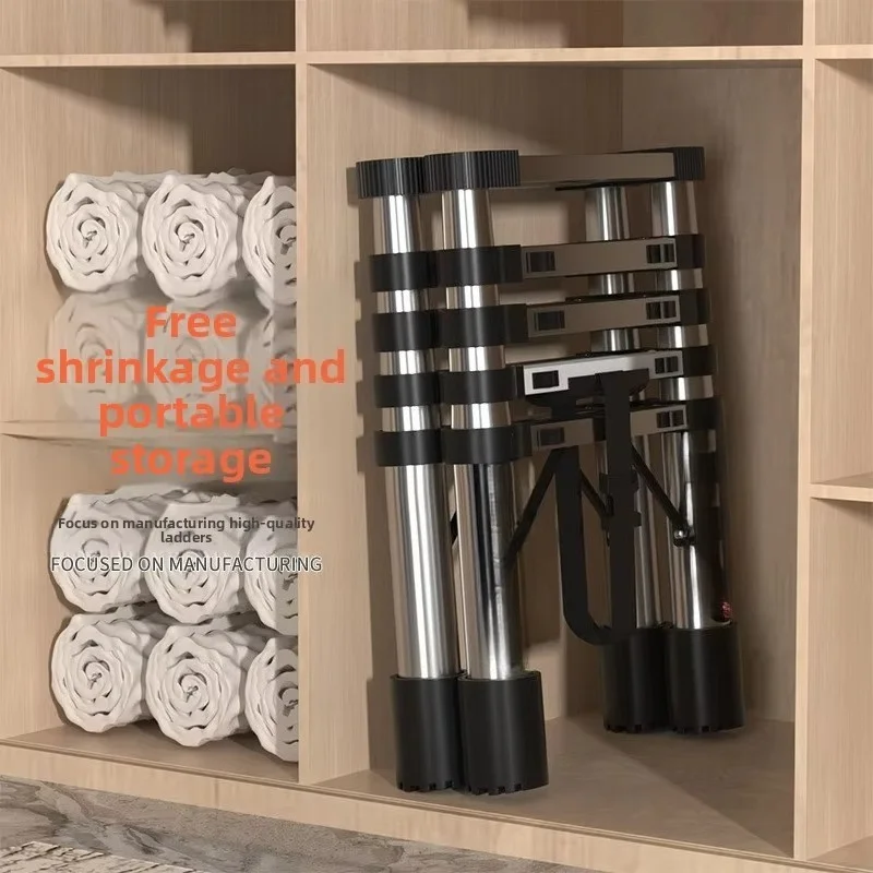 Household folding telescopic three/four-step A-type aluminum ladder bearing 150kg multi-functional step stool