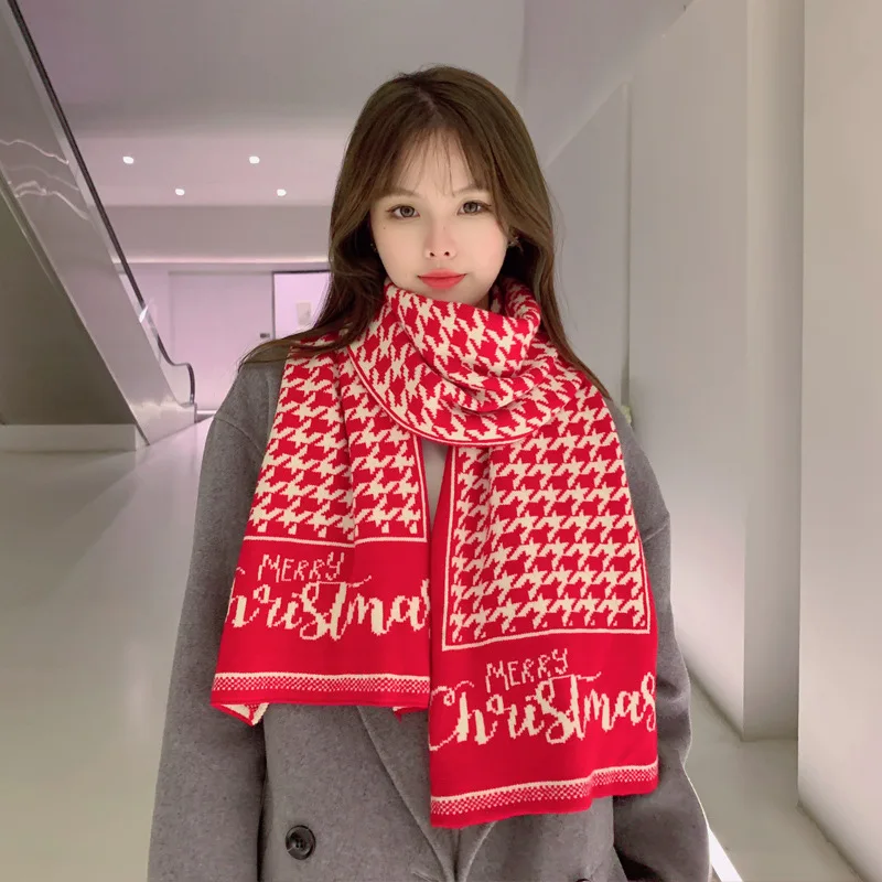 

Korean Style Winter Scarf Women Soft Warm Knitted Thickened Christmas Gift Fashion Accessory Christmas Gifts for Couples