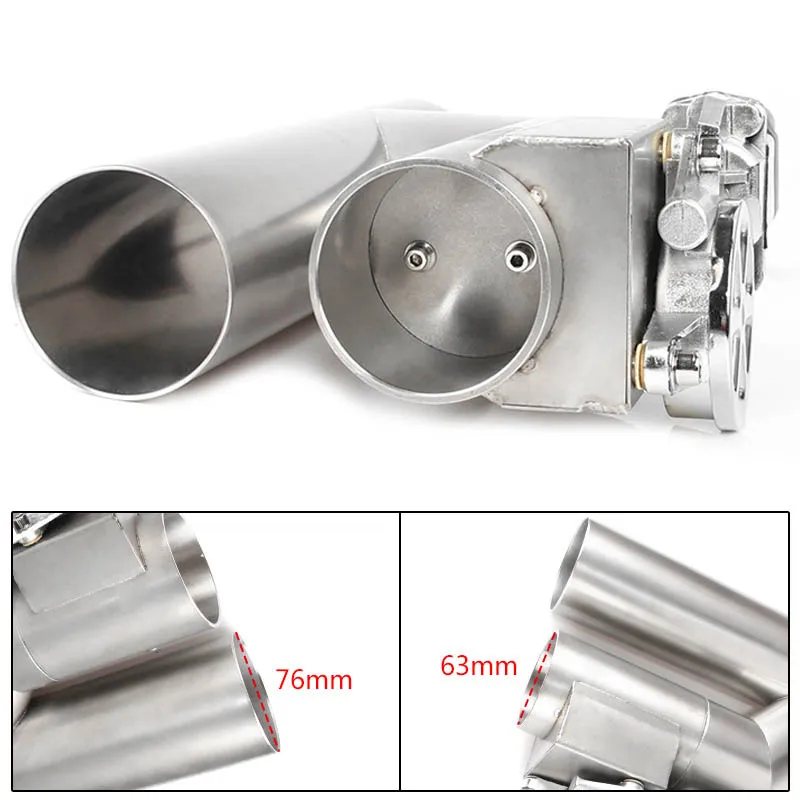 1Pc 2.5\'\' 3\'\' Stainless Steel Exhaust Piping Adjustable Y-shaped Pipe Electric Exhaust Cutout Single Valve Automotive Accessory