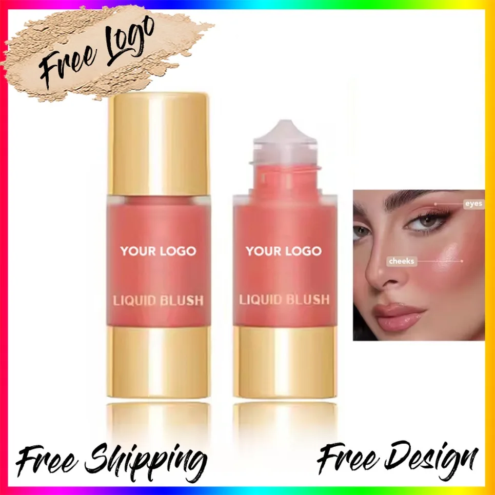 Conta-gotas líquido blush marca própria logotipo personalizado cremoso natural vegano rosto maquiagem blush atacado