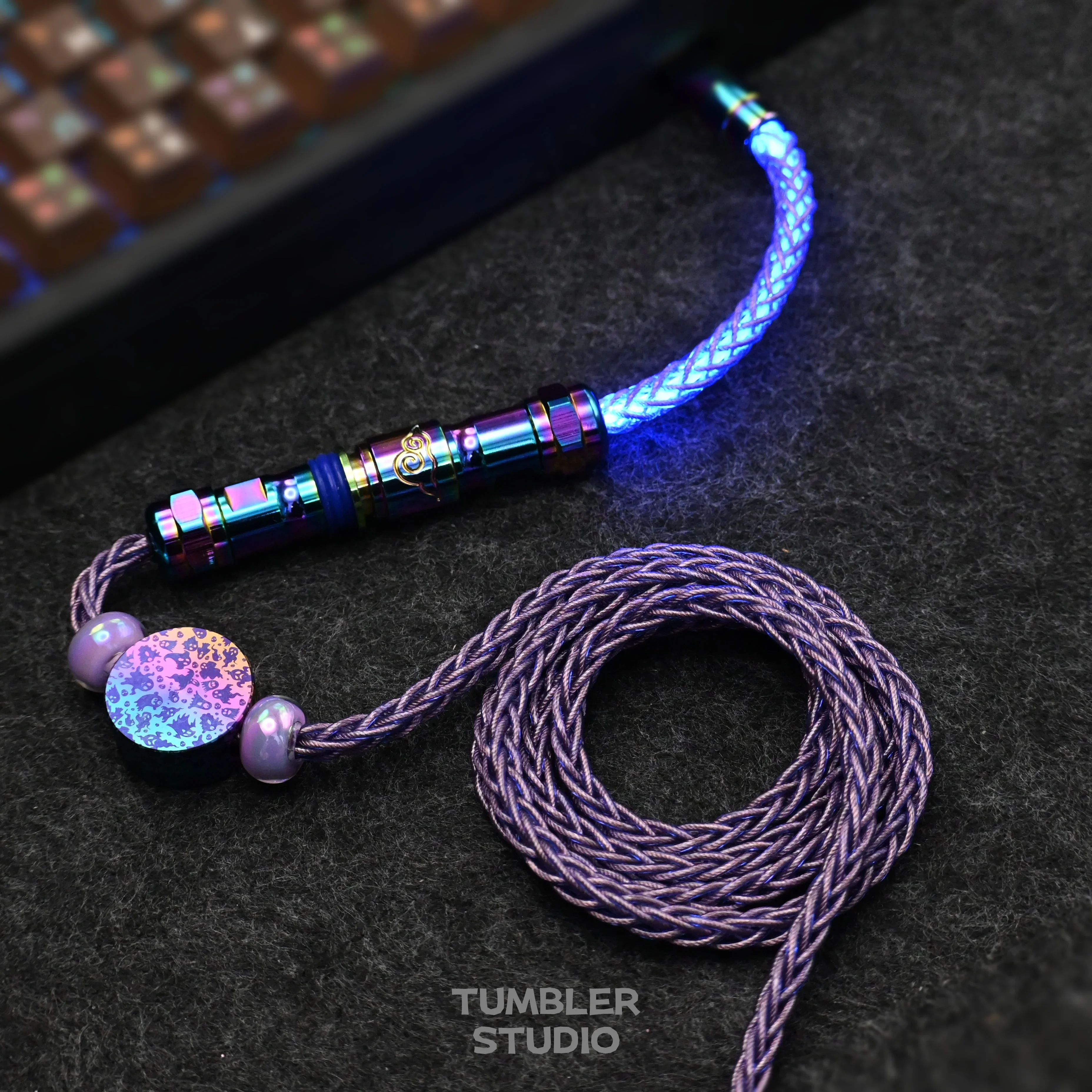 Tumbler Studio Halloween Purple Single Crystal Copper Wooting Magnetic Switch Custom Mechanical Keyboard Aviator Cable