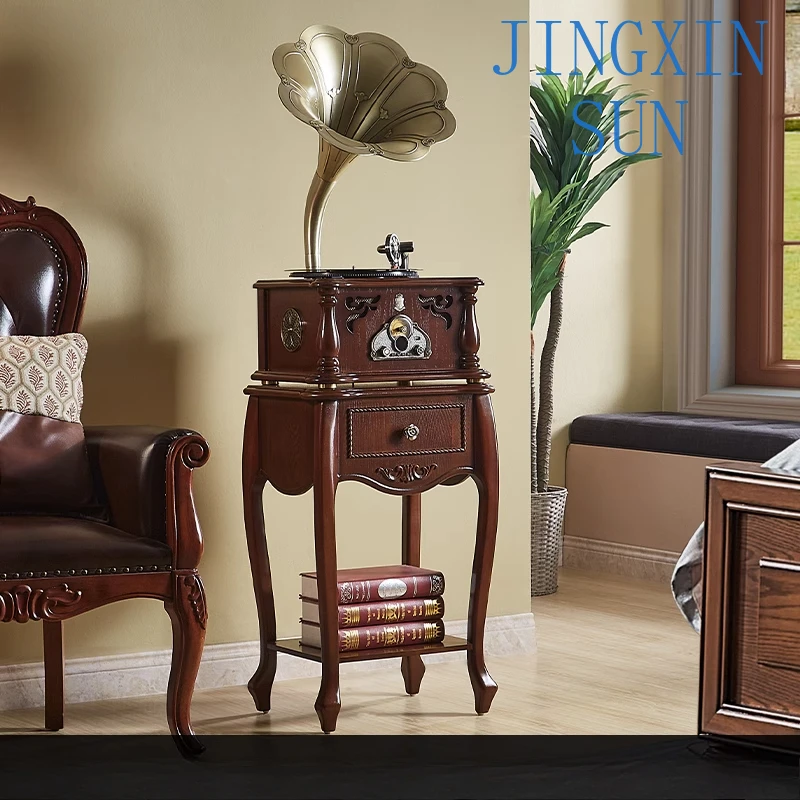 Gramophone retro European living room solid wood bluetooth stereo American phonograph antique old home vinyl record player
