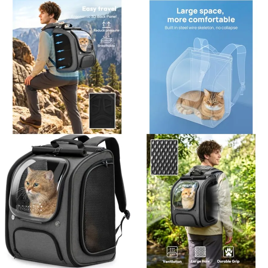 

Cat Backpack Carrier, Large Space Cat Bubble Backpack, Breathable Cat Carrier, Shaded Dog Backpack Carrier, Ergonomic 3D Design