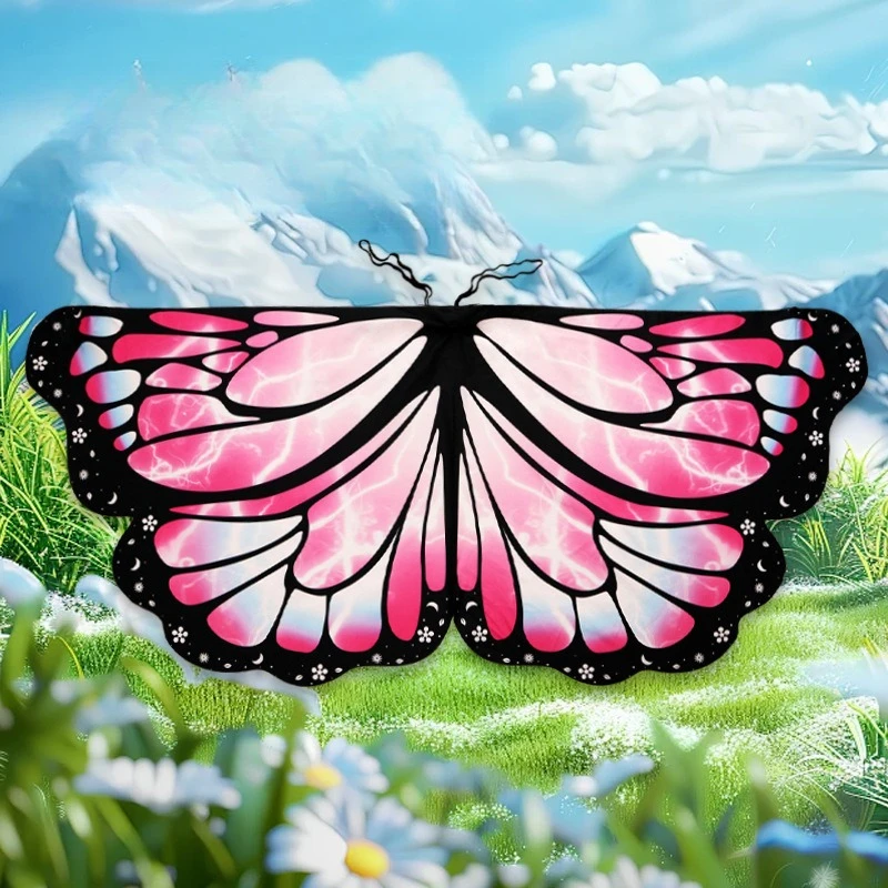 Halloween crianças asas de borboleta capa gradiente impressão colorida capa palco desempenho adereços trajes xale