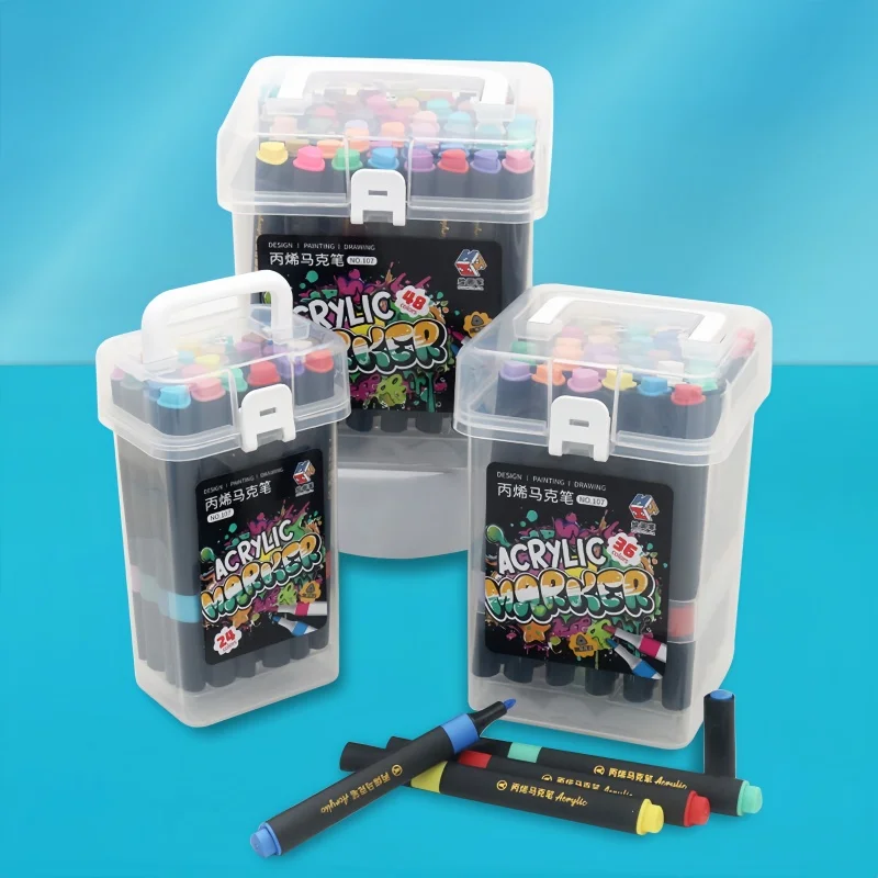 

12 цветов/24 цвета/36 цветов/48 цветов акриловый маркер треугольный стержень водорастворимая ручка для рисования цветная ручка ручная роспись