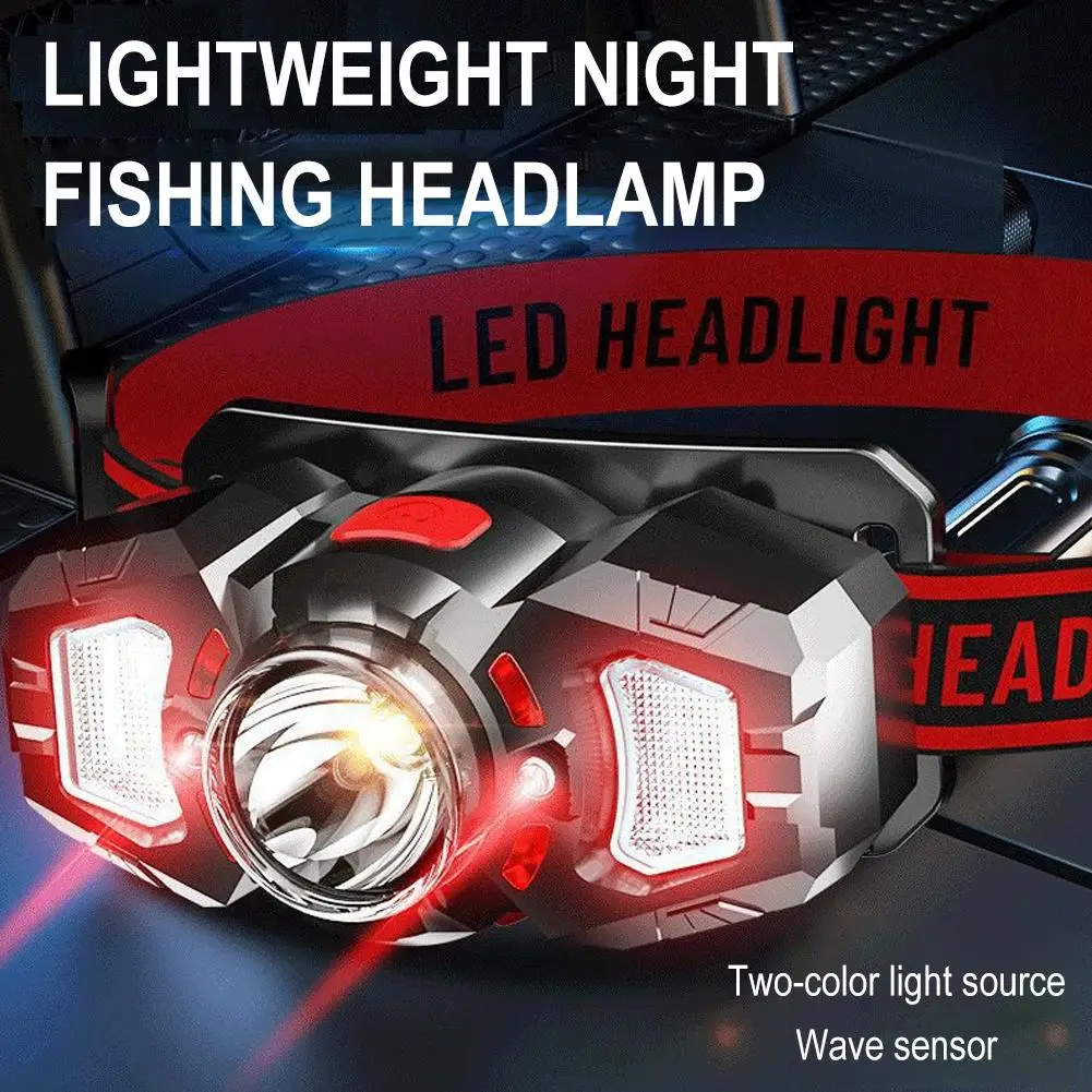 YB-008 Sensor Headlamp Dual Light Source Outdoor Head Mounted Working Rechageable Lamp Portable 1200mah Headlight L3O1