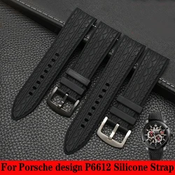 Curved End Silicone Watch Band for Porsche design p6612 watch strap watchband black Wristband Replacement Watch Bracelet 24mm