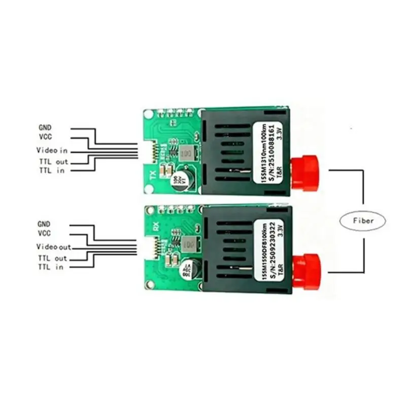 TTL Optisches Transceiver-Modul DC 5,5-26V FC-Schnittstelle für Drohnen-Terminalgeräte RX/TX/AV/VCC/GND 20KM/40KM/60KM – Detail 4