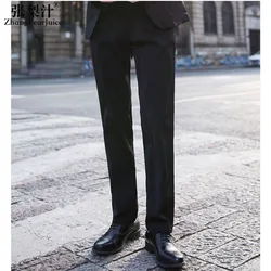 Pantalones de traje informales de negocios para hombre, pantalones formales de oficina sólidos, traje de estilo clásico, pantalones largos de talla grande, nuevo