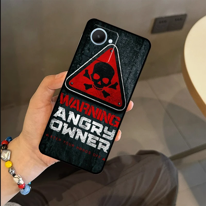 Warning Angry Danger Owner For Realme C55 C53 C35 C33 C31 C30 C21Y C11 C15 GT Neo 5 3 2 3T 2T 8 9 10 11 Pro Plus Case